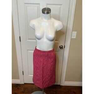 Dolce & Gabbana Pink Orange Wool Tweed Pencil Skirt, Size 10 | 44